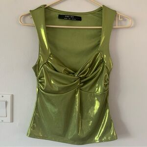 Silence + Noice Green Suri Twist Front Tank Top Shimmer Women’s Medium M